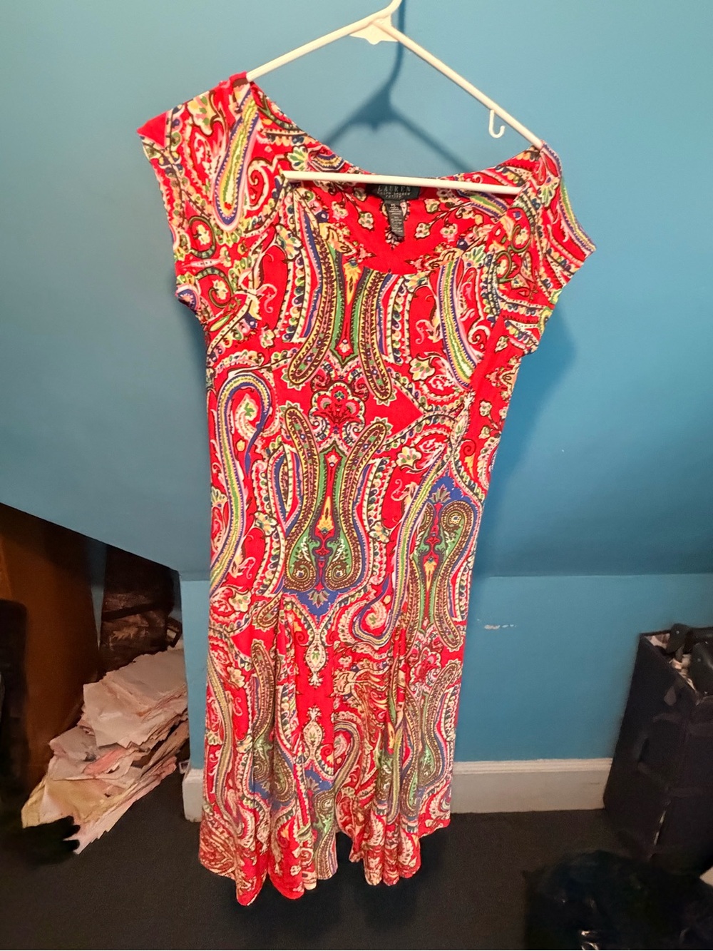 Lauren Ralph Lauren Red Paisley Midi Dress